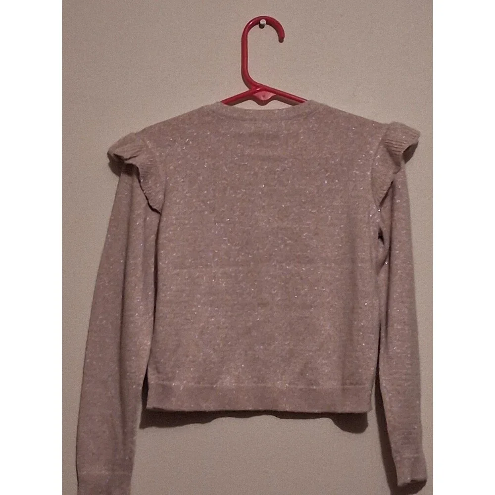 The Children's Place Girls Shimmer Ruffle Shoulder Cardigan Sweater